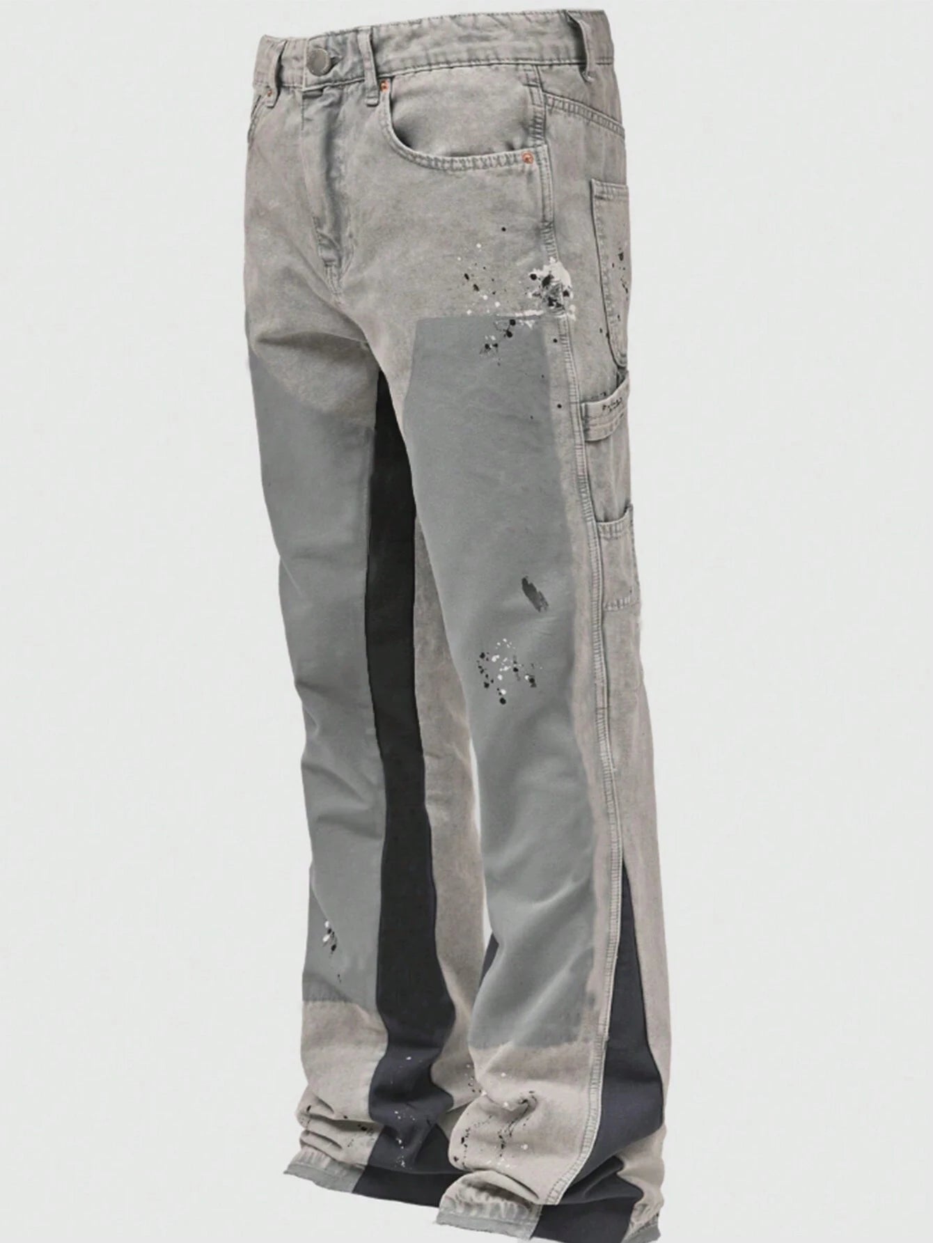 Grey Denim Jeans with Paint