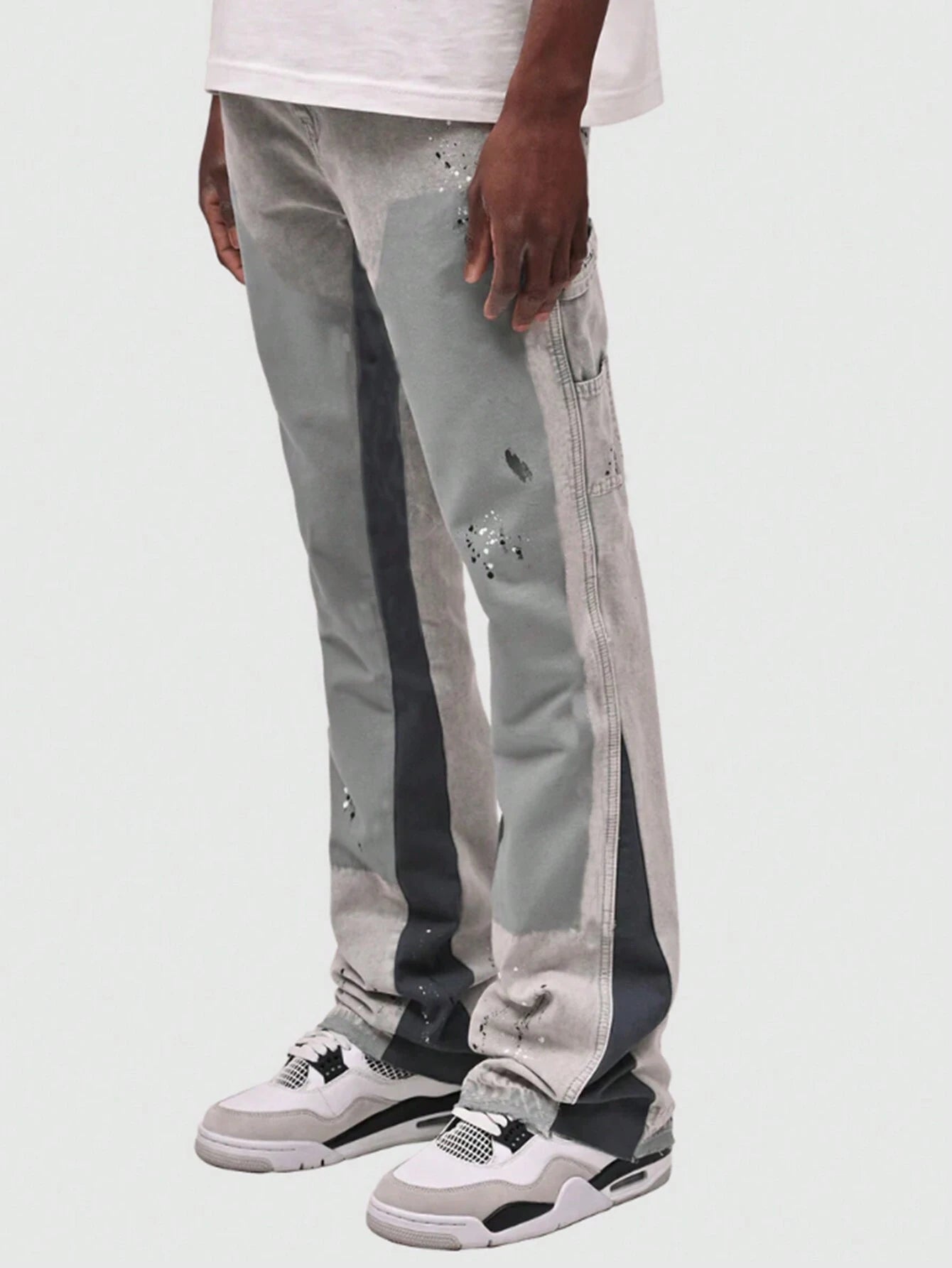 Grey Denim Jeans with Paint